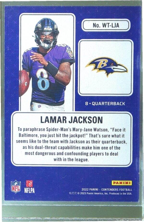 2022 Contenders Lamar Jackson #WT-LJA Ravens Winning Ticket - Image 3