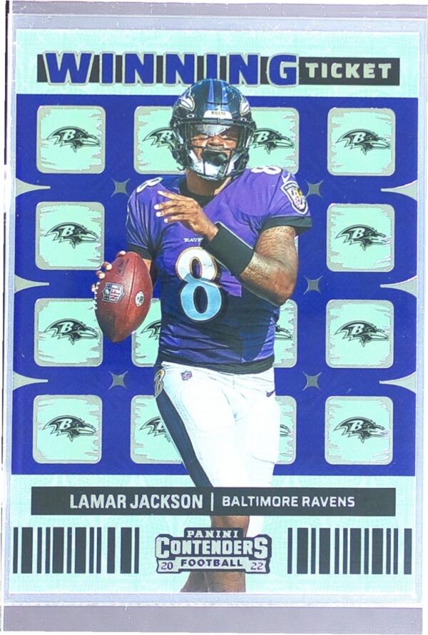 2022 Contenders Lamar Jackson #WT-LJA Ravens Winning Ticket