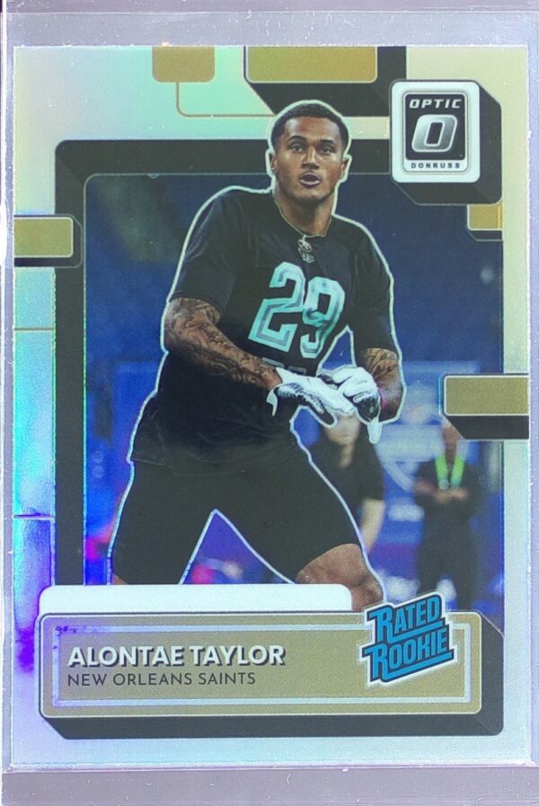 2022 Donruss Alontae Taylor RC #P-373 Saints Optic Rated Rookies Preview Holo