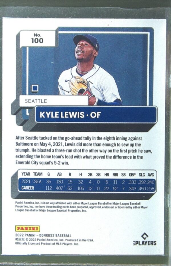 2022 Donruss Kyle Lewis Red /2022 #100 Mariners - Image 3