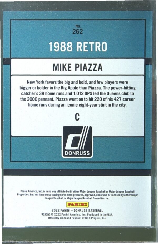 2022 Donruss Mike Piazza Career Stat Line /308 #262 Mets 1988 Retrio - Image 3