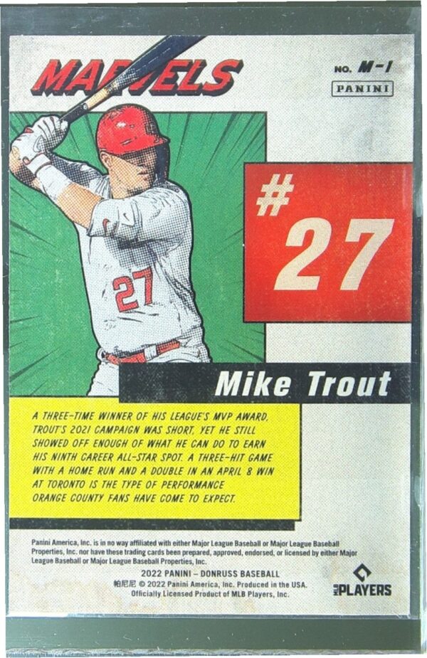 2022 Donruss Mike Trout #M-1 Angels Marvels Diamond - Image 3