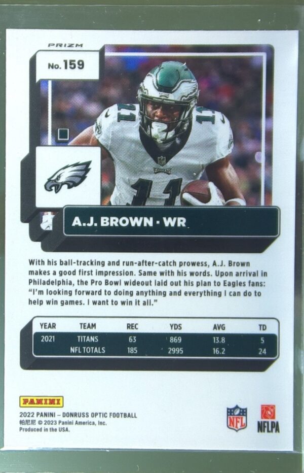 2022 Donruss Optic A.J. Brown Holo #159 Eagles - Image 3