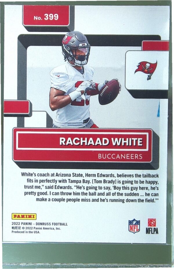 2022 Donruss Rachaad White Red Press Proof RC #399 Buccaneers - Image 3