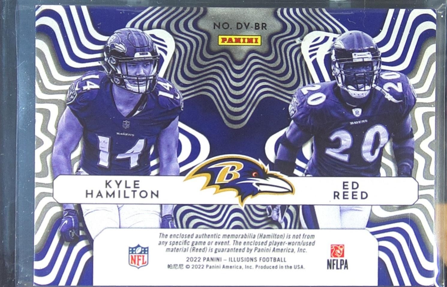 2022 Illusions Kyle Hamilton / Ed Reed /50 JSY #DV-BR Ravens Déjà Vu Black - Image 3