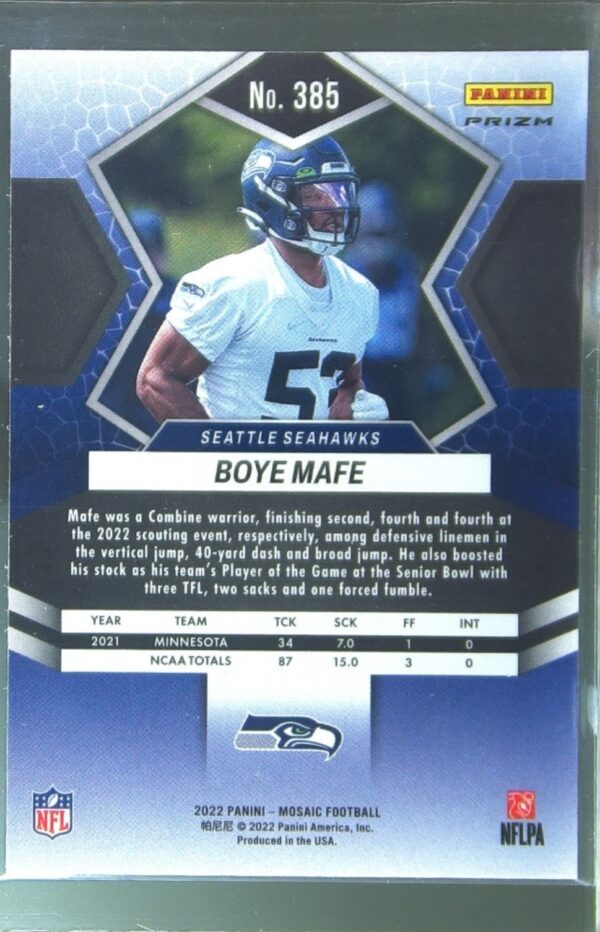 2022 Mosaic Boye Mafe Silver RC #385 Seahawks - Image 3