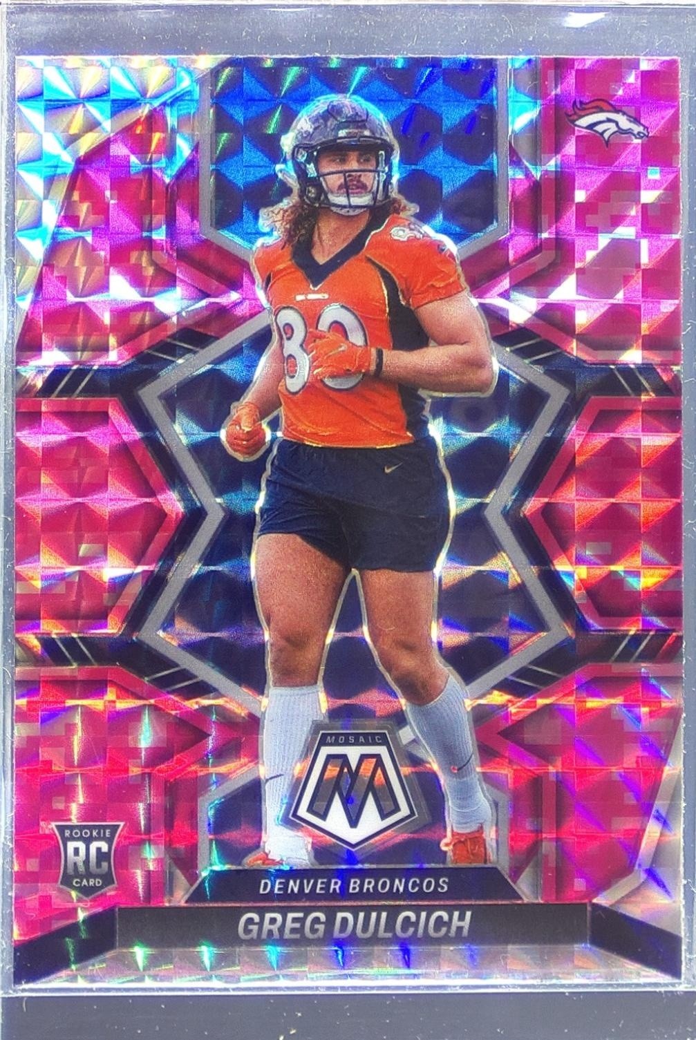 2022 Mosaic Greg Dulcich Mosaic Camo Pink RC #359 Broncos
