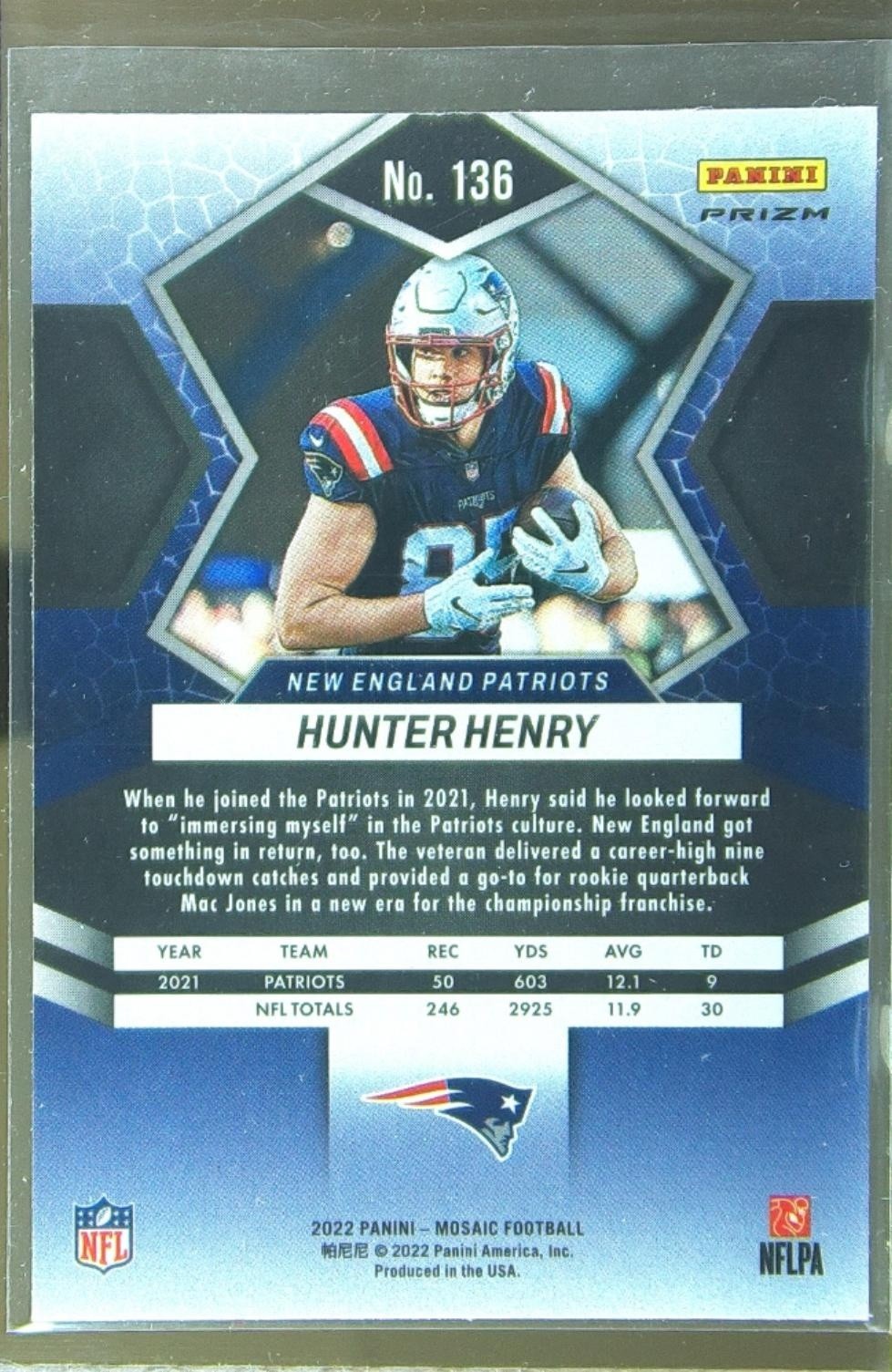 2022 Mosaic Hunter Henry Mosaic Reactive Orange #136 Patriots - Image 3