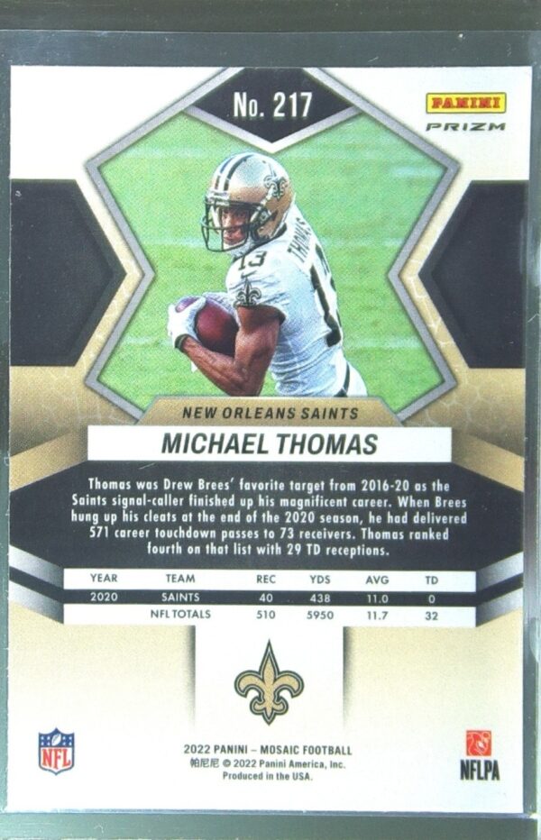2022 Mosaic Michael Thomas Mosaic Reactive Orange #217 Saints - Image 3