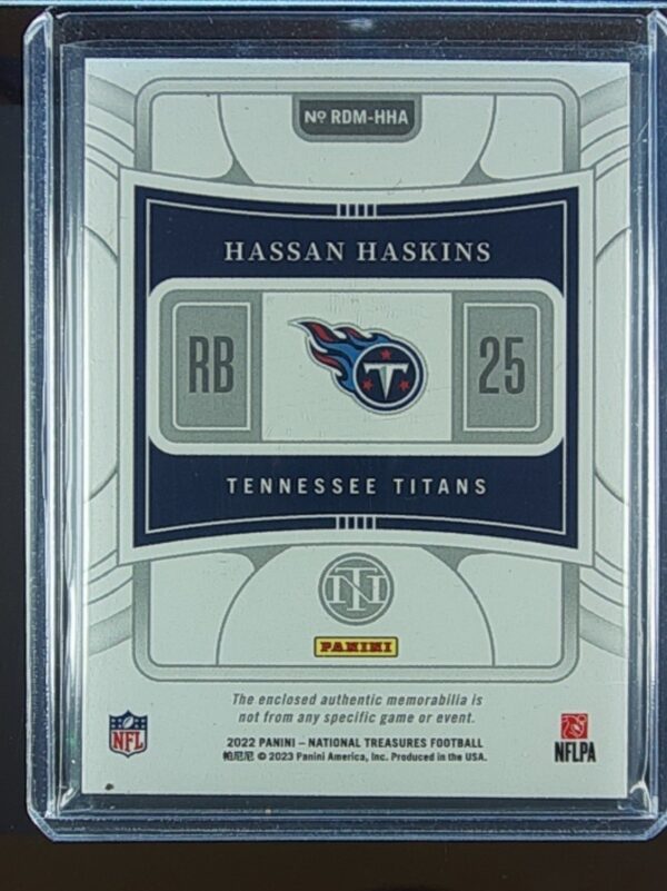 2022 NT Hassan Haskins JSY /49 #RDM-HHA Titans Rookie Dual Materials Purple - Image 3