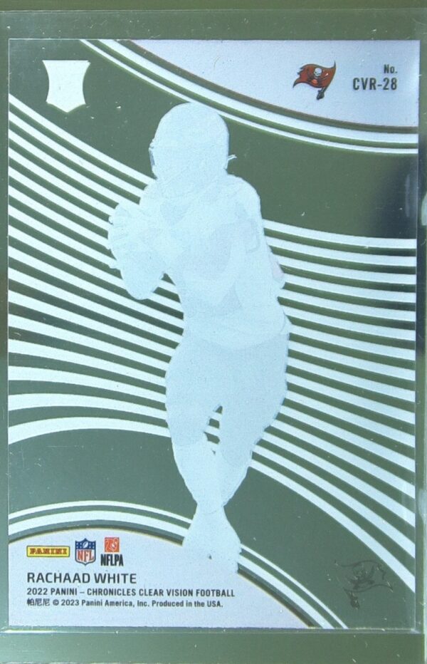 2022 Panini Chronicles Rachaad White RC #CVR-28 Buccaneers Clear Vision Rookies - Image 3