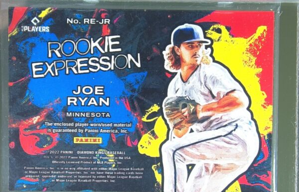2022 Panini Diamond Kings Joe Ryan JSY RC #RE-JR Twins Rookie Expression - Image 3