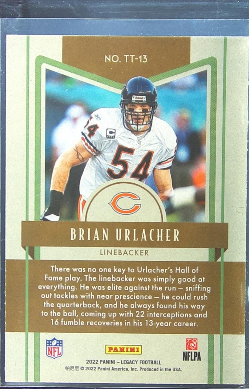 2022 Panini Legacy Brian Urlacher #TT-13 Bears Timeless Talents - Image 3