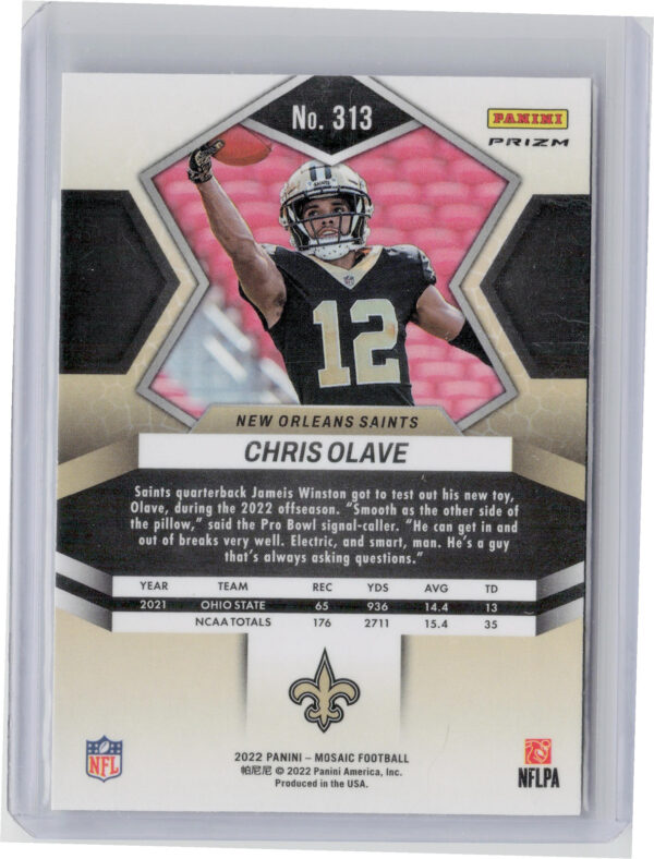 2022 Panini Mosaic Chris Olave Mosaic Green #313 Saints - Image 3