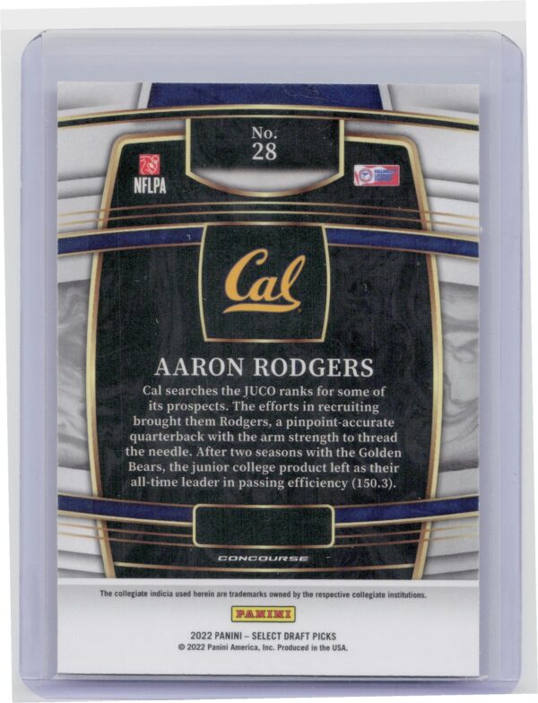 2022 Panini Select Draft Picks Aaron Rodgers Blue (Retail Base) #28 Bears - Image 3