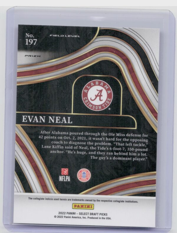 2022 Panini Select Draft Picks Evan Neal Purple Lazer #197 Tide - Image 3