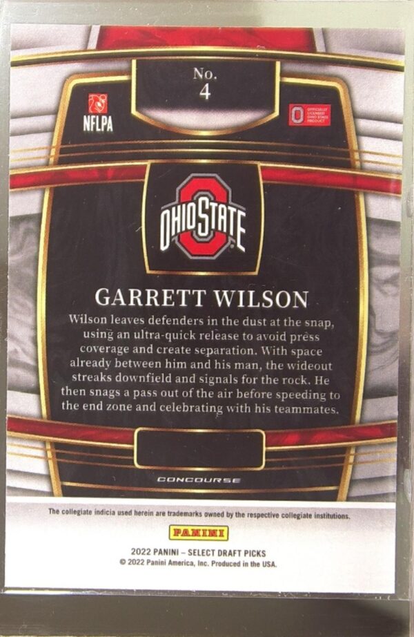 2022 Panini Select Draft Picks Garrett Wilson Blue (Retail Base) RC #4 Buckeyes - Image 3