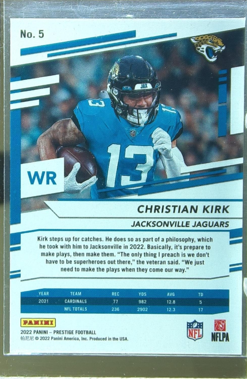 2022 Prestige Christian Kirk Xtra Points Diamond #5 Jaguars - Image 3