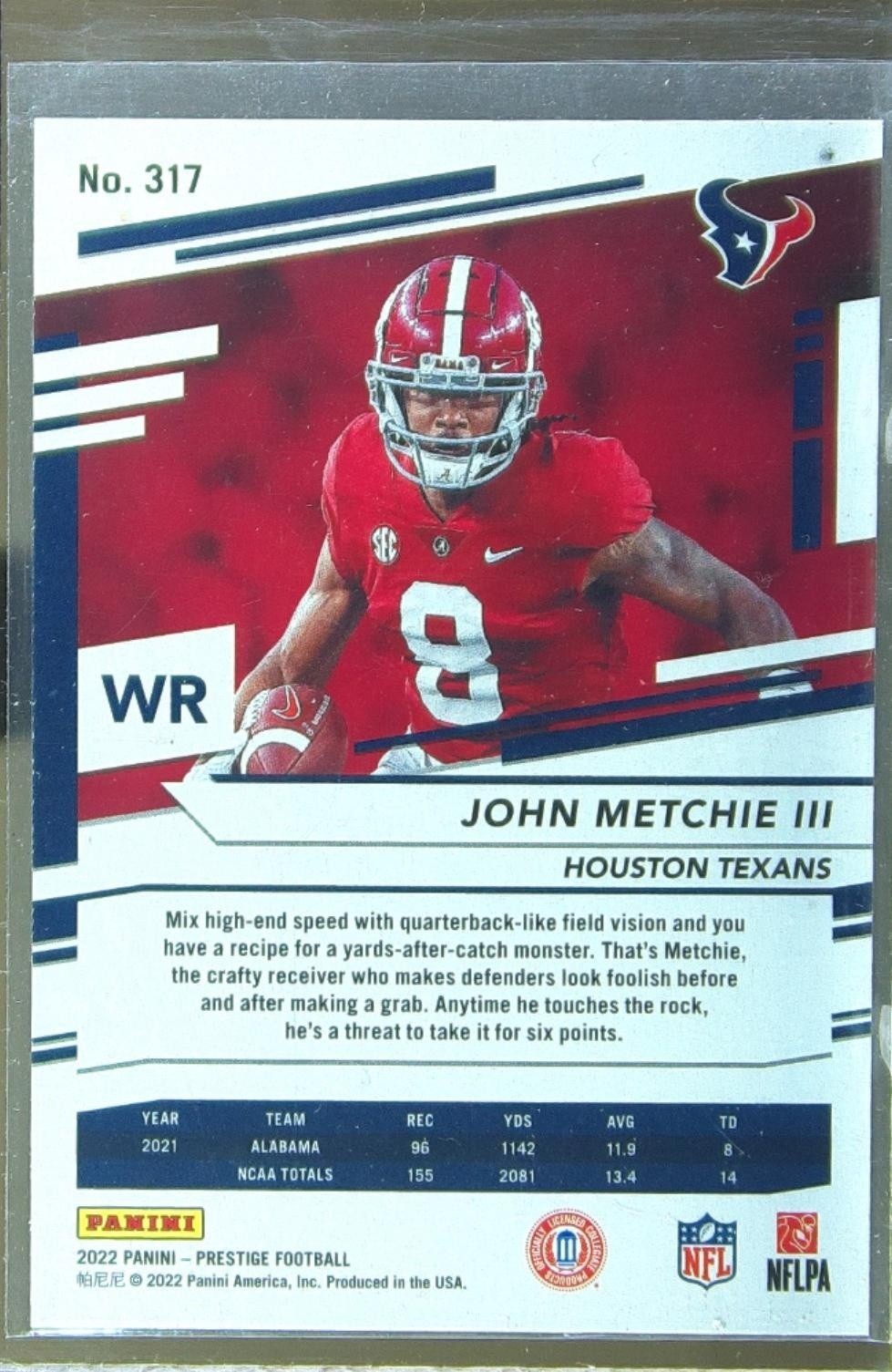 2022 Prestige John Metchie Iii Xtra Points Diamond #317 Texans - Image 3