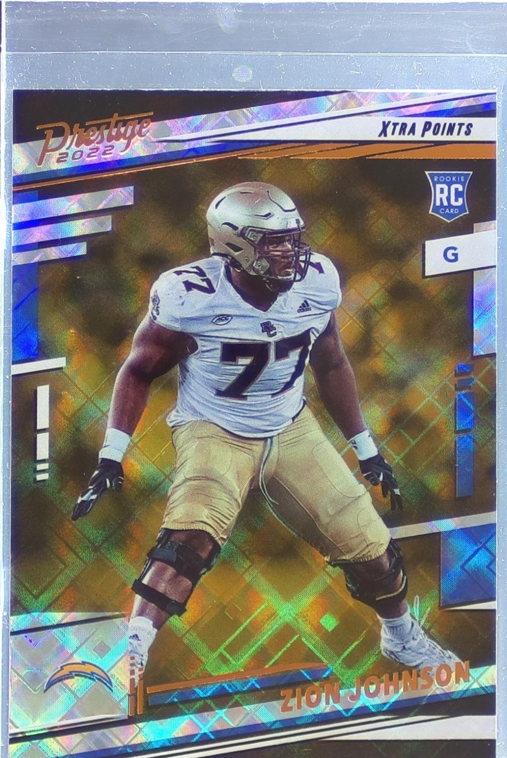 2022 Prestige Zion Johnson Xtra Points Diamond RC #381 Chargers