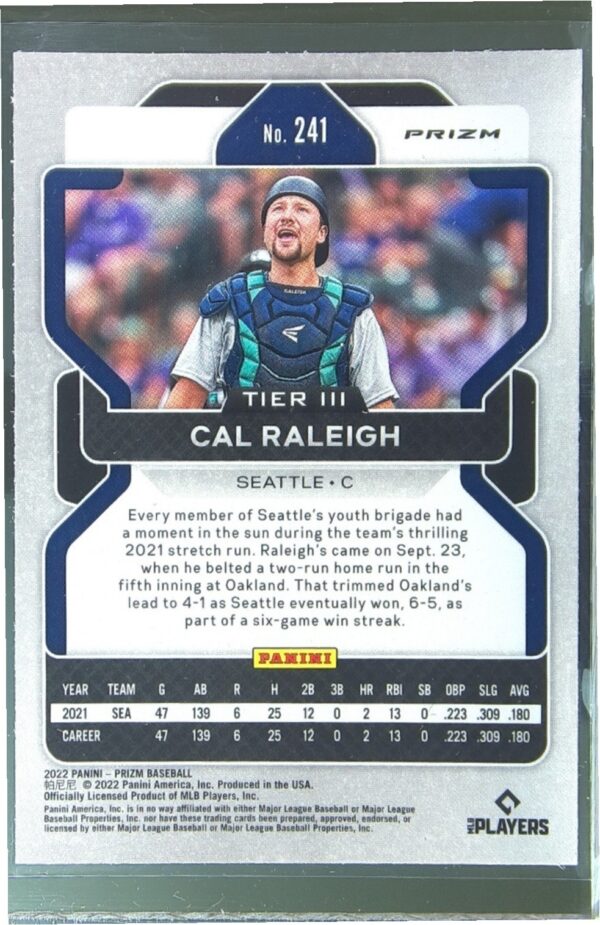 2022 Prizm Cal Raleigh Red, White, and Blue Prizms RC #241 Mariners - Image 3