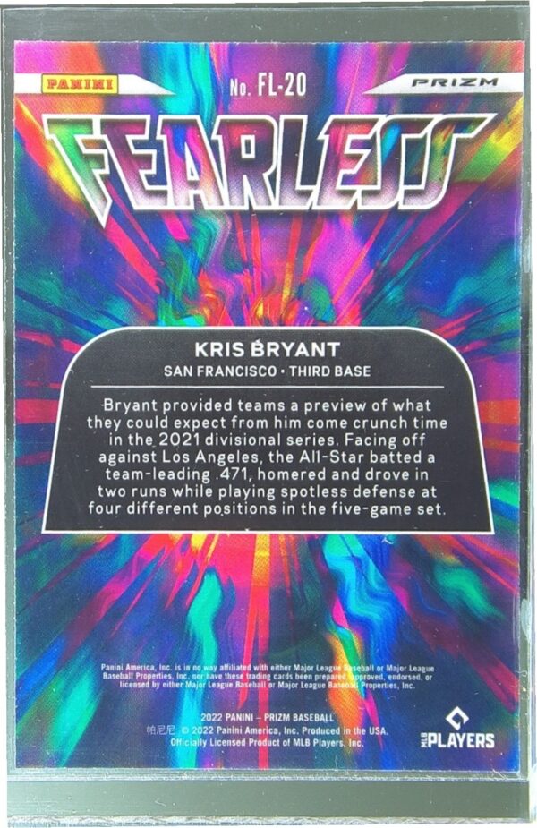 2022 Prizm Kris Bryant #FL-20 Giants Fearless Red, White, and Blue Prizms - Image 3
