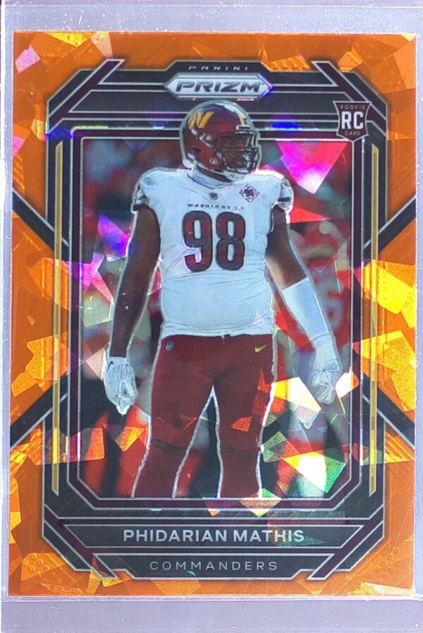 2022 Prizm Phidarian Mathis Orange Ice RC #390 Commanders
