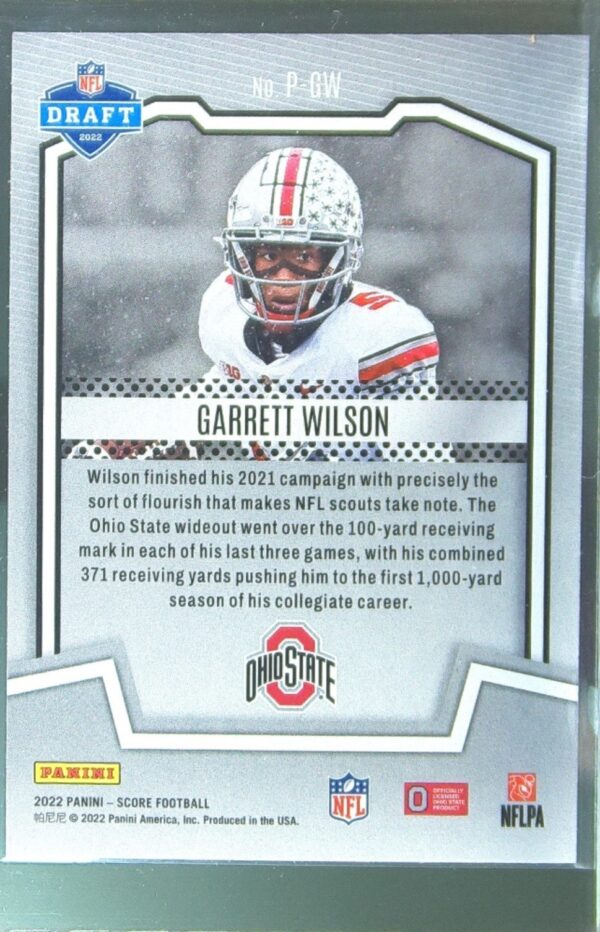 2022 Score Garrett Wilson RC #P-GW Buckeyes PROtential - Image 3