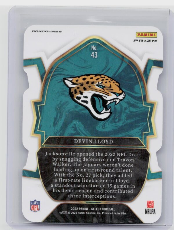 2022 Select Devin Lloyd Silver Prizm Die Cut #43 Jaguars - Image 3