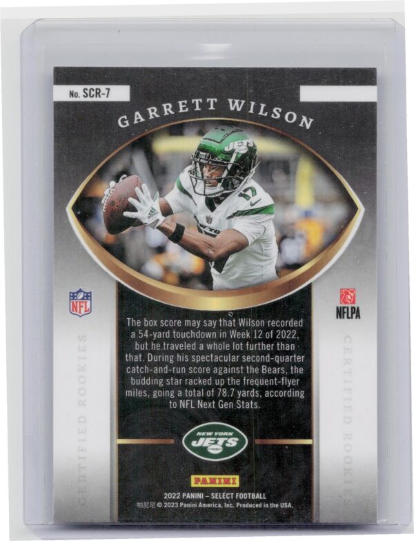 2022 Select Garrett Wilson #SCR-7 Jets Select Certified Rookies - Image 3