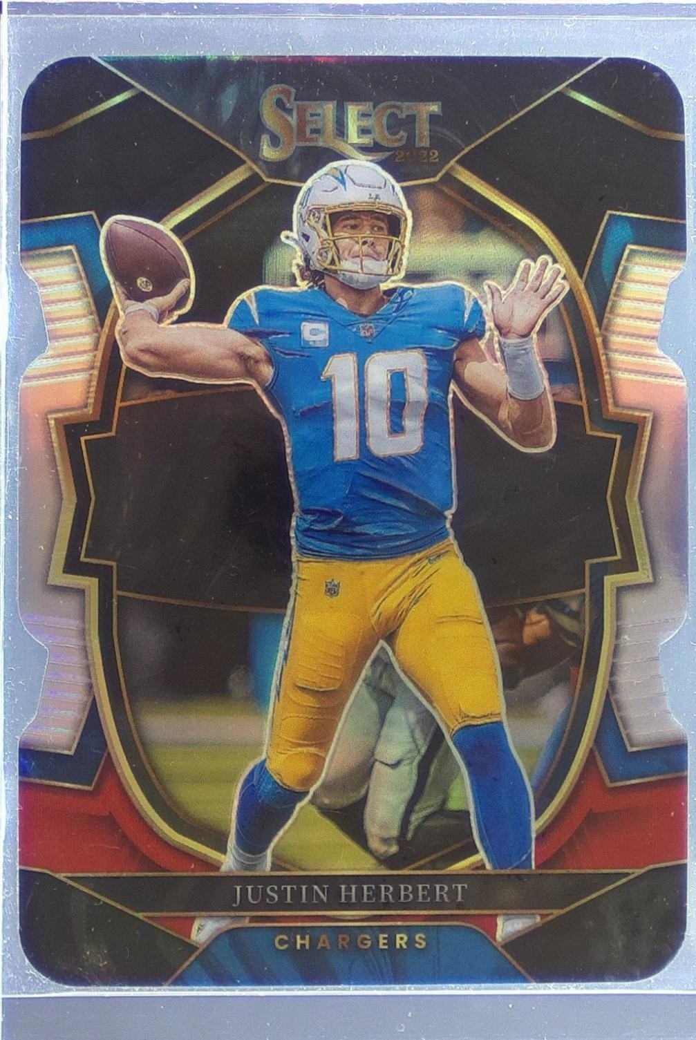 2022 Select Justin Herbert Black and Red Prizm Die Cut #14 Chargers