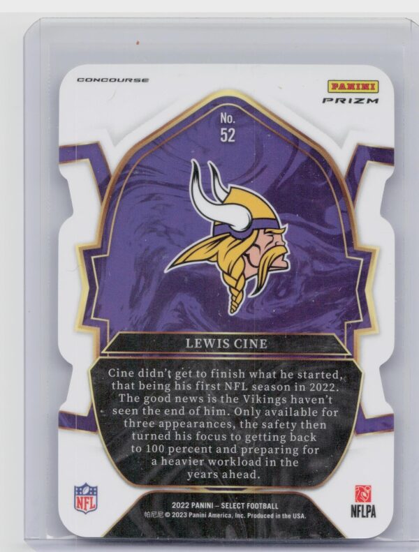 2022 Select Lewis Cine Red and Blue Prizm Die Cut #52 Vikings - Image 3