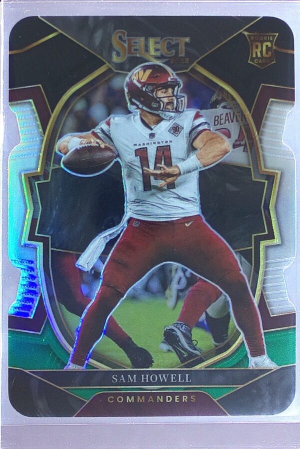 2022 Select Sam Howell Black and Green Prizm Die Cut RC #76 Commanders