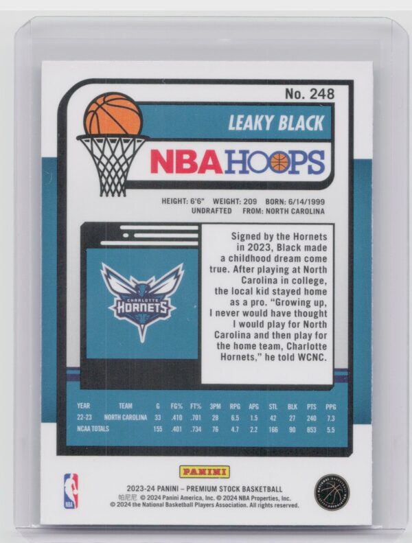 2023-24 Hoops Premium Stock Leaky Black RC 248 Hornets - Image 3