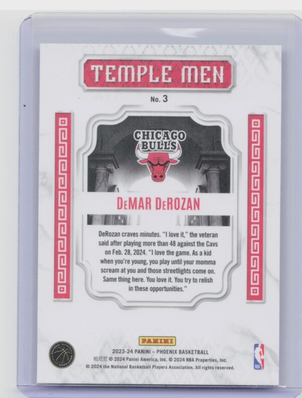 2023-24 Panini Phoenix DeMar DeRozan 3 Bulls Temple Men Phoenix Teal Lazer - Image 3