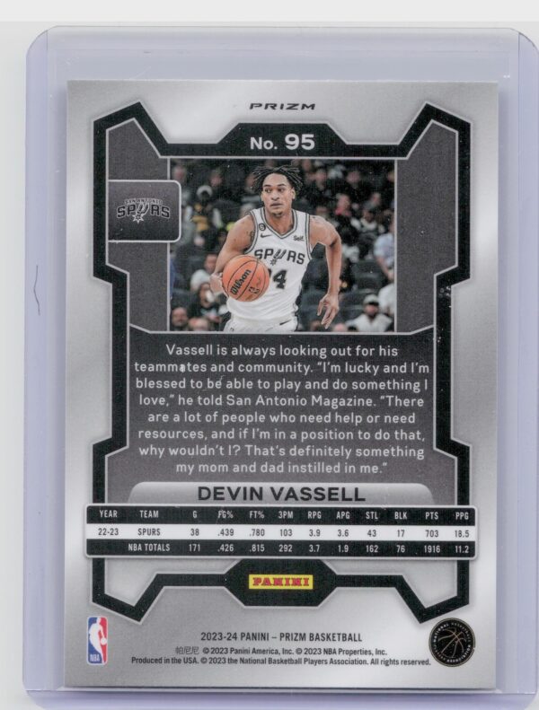 2023-24 Prizm Devin Vassell Prizms Ice #95 Spurs - Image 3