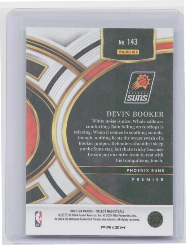 2023-24 Select Devin Booker Green White Purple Prizms #143 Suns - Image 3