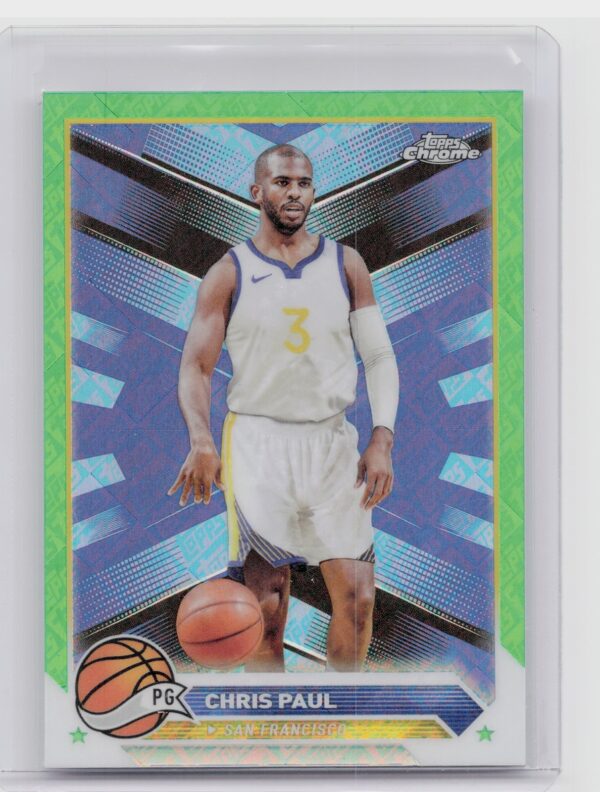 2023-24 Topps Chrome Chris Paul Green Logo Refractors 187 Warriors