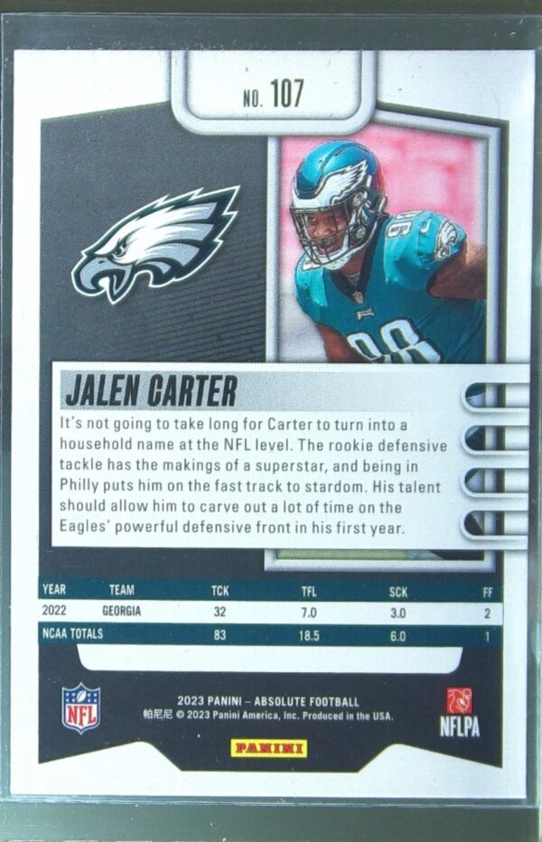 2023 Absolute Jalen Carter Retail RC #107 Eagles - Image 3