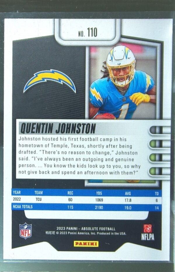2023 Absolute Quentin Johnston Retail RC #110 Chargers - Image 3