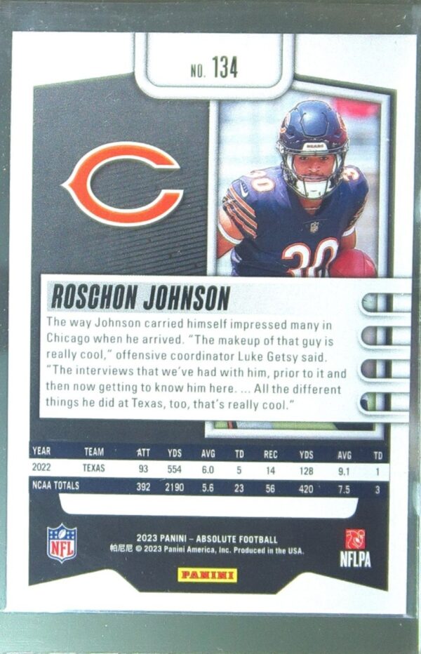 2023 Absolute Roschon Johnson Retail RC #134 Bears - Image 3