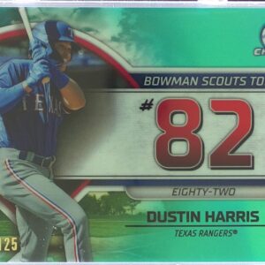 2023 Bowman Chrome Dustin Harris /125 #BTP-82 Rangers Bowman Scouts Top 100 Aqua