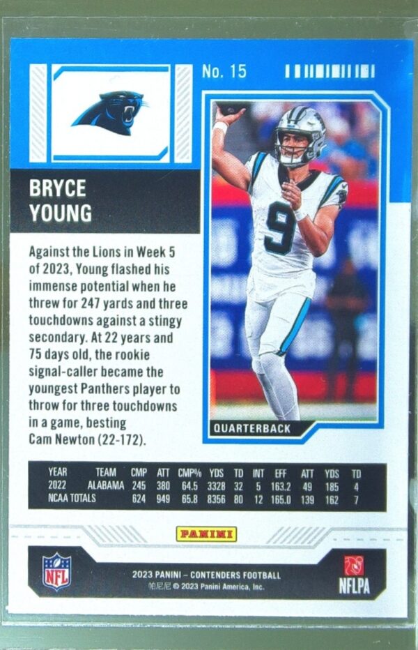 2023 Contenders Bryce Young Game Ticket Bronze RC #15 Panthers - Image 3