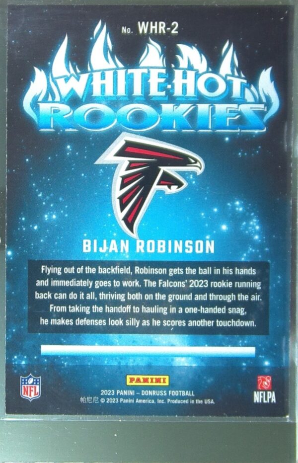 2023 Donruss Bijan Robinson RC #WHR-2 Falcons White Hot Rookies - Image 3