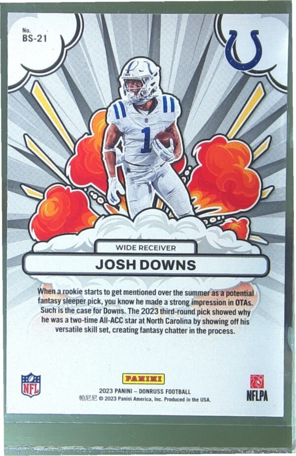2023 Donruss Josh Downs #BS-21 Colts Bomb Squad - Image 3