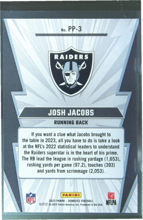 2023 Donruss Josh Jacobs #PP-3 Raiders Power Plus - Image 3