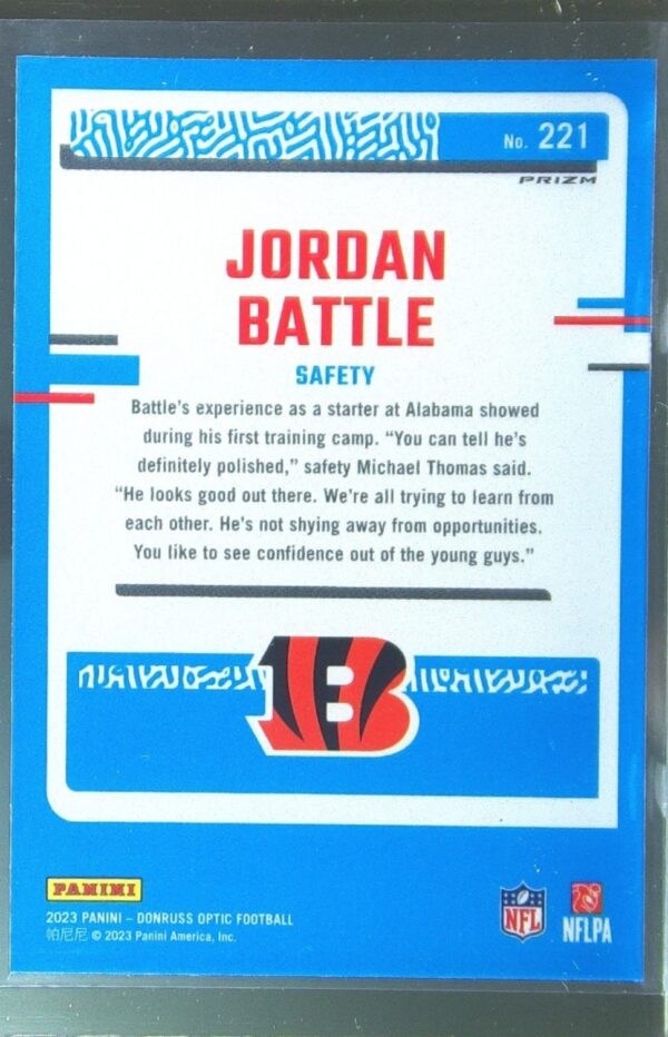 2023 Donruss Optic Jordan Battle RC Pink #221 Bengals - Image 3