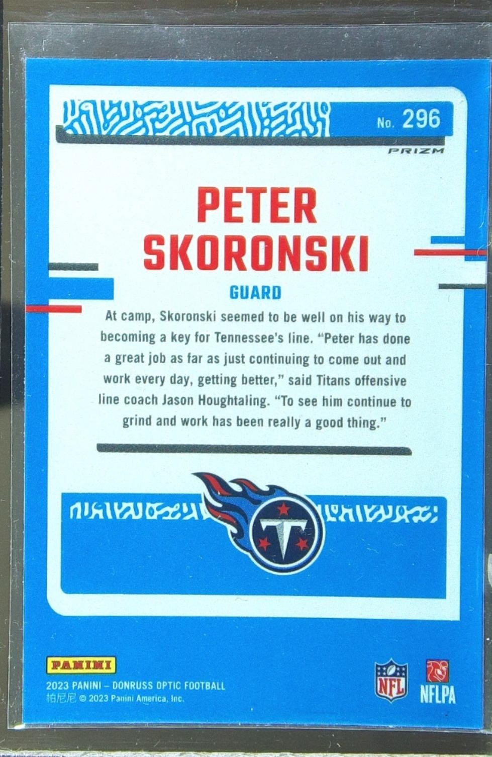 2023 Donruss Optic Peter Skoronski Pink RC #296 Titans - Image 3