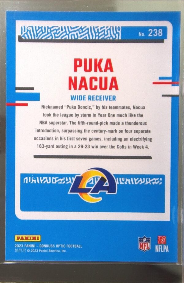 2023 Donruss Optic Puka Nacua RC #238 Rams - Image 3