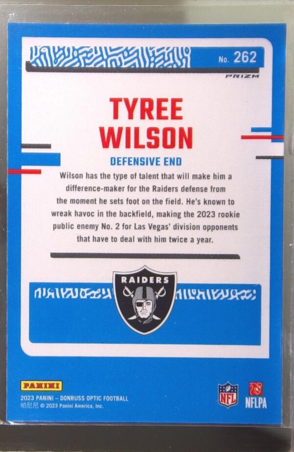 2023 Donruss Optic Tyree Wilson Pink RC #262 Raiders - Image 3